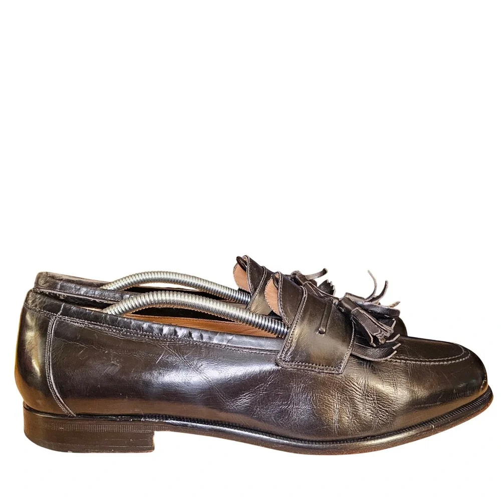 Mezlan Santander Black Leather Tassel Loafer Dress Shoes Men's Size‎ 9 Vintage